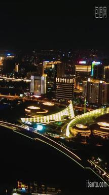 河南郑州城市风光交通夜景航拍移动延时